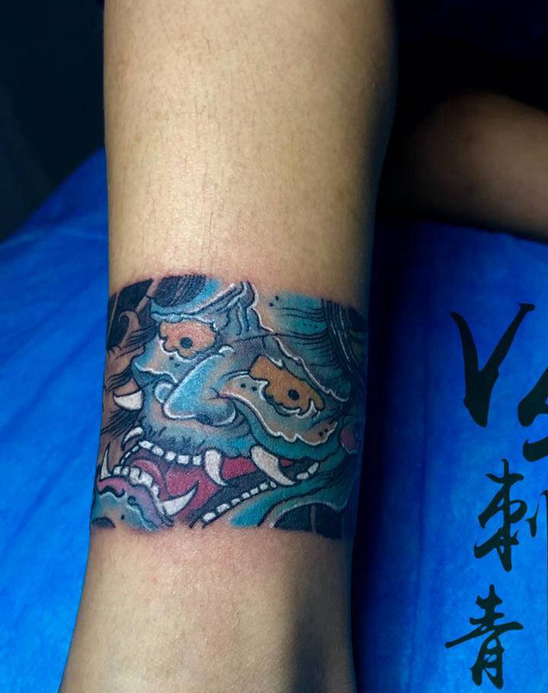 脚环纹身图片_腿部新传统般若荷花纹身图案