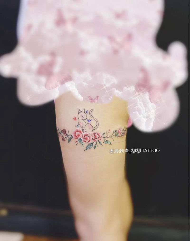 花朵纹身图片_腿部纹身图案