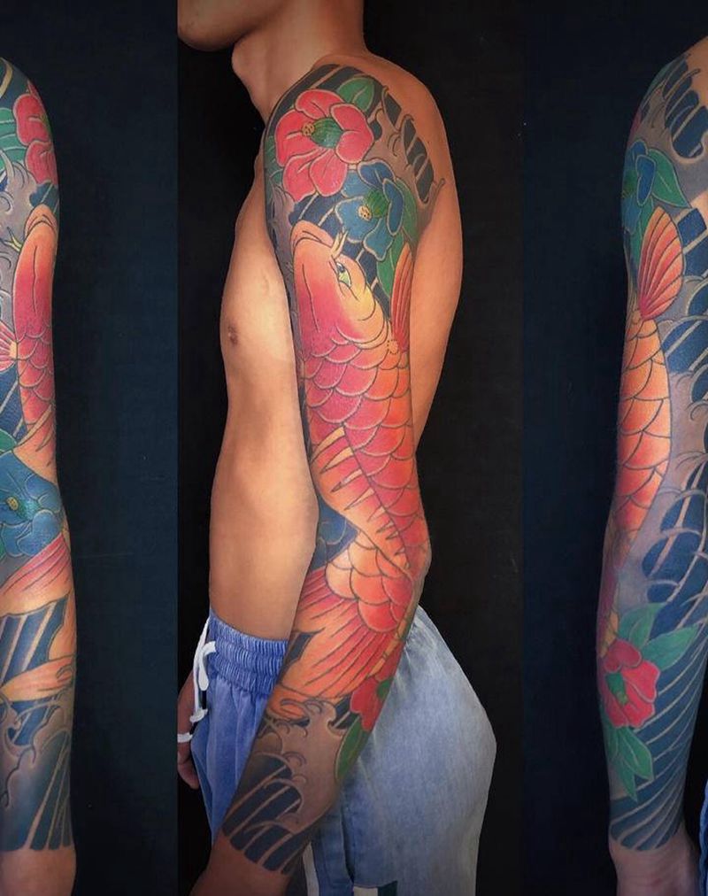 鲤鱼纹身图片_手臂纹身图案