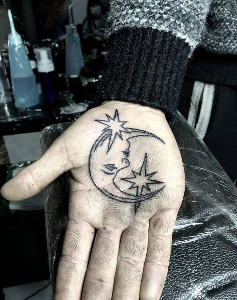 月亮纹身图片_手部月亮纹身图案