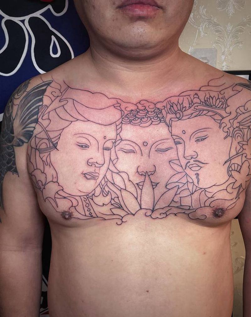 佛 菩萨纹身图片_胸部新传统纹身图案