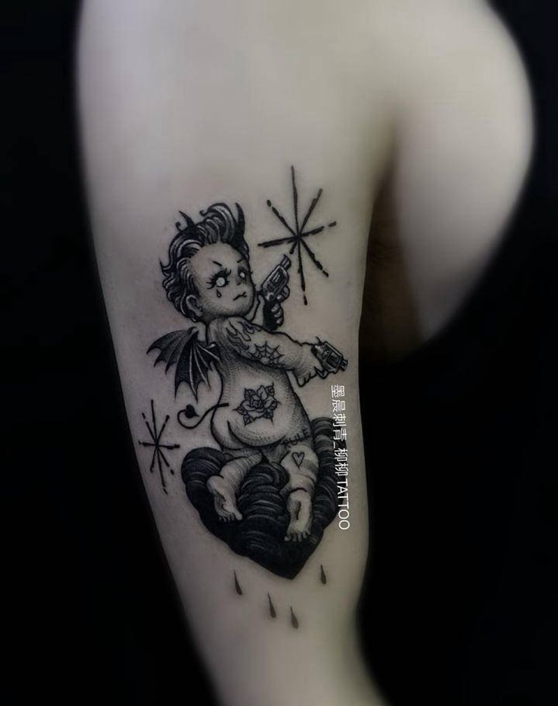 小恶魔纹身图片_手臂纹身图案