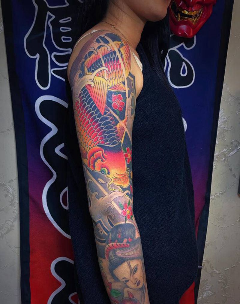 添加鲤鱼 修改小臂纹身图片_手臂纹身图案