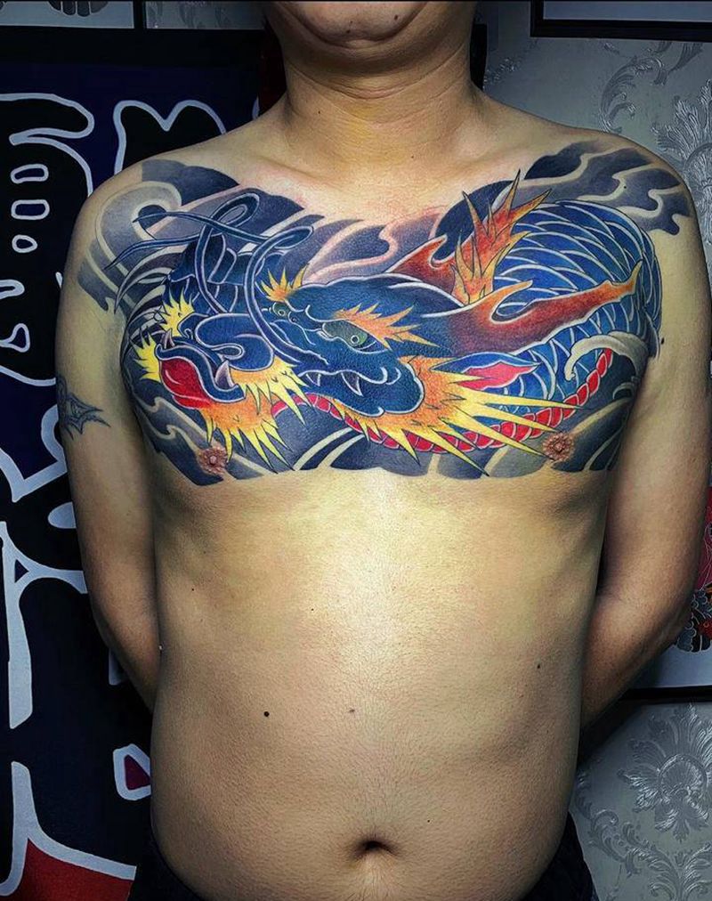 龙纹身图片_胸部纹身图案