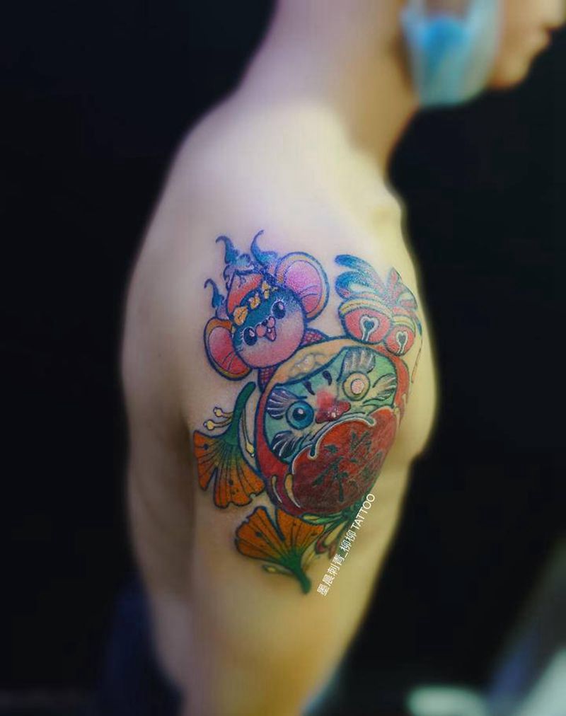 覆盖 达摩纹身图片_手臂纹身图案