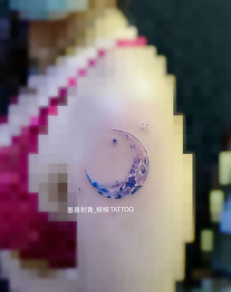 月亮纹身图片_手臂纹身图案