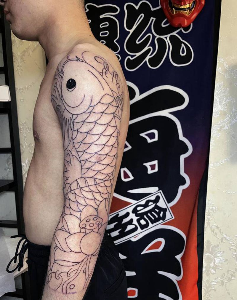 七分袖纹身图片_手臂老传统纹身图案