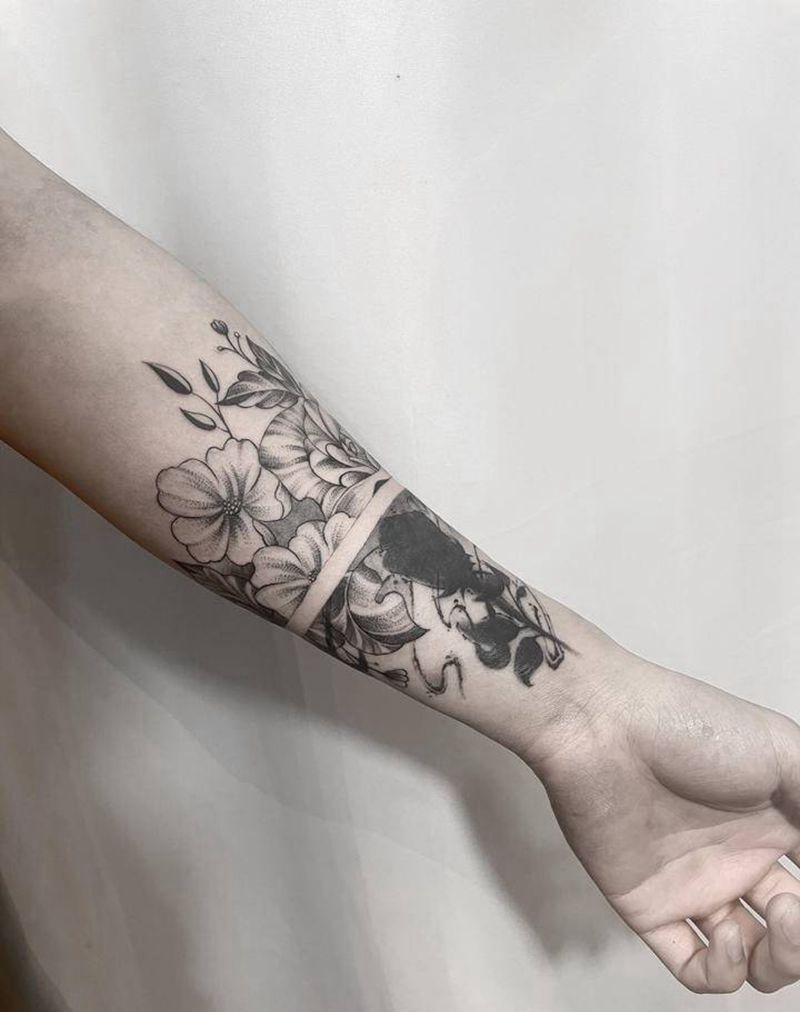 遮盖 素花纹身图片_手臂点刺图腾纹身图案