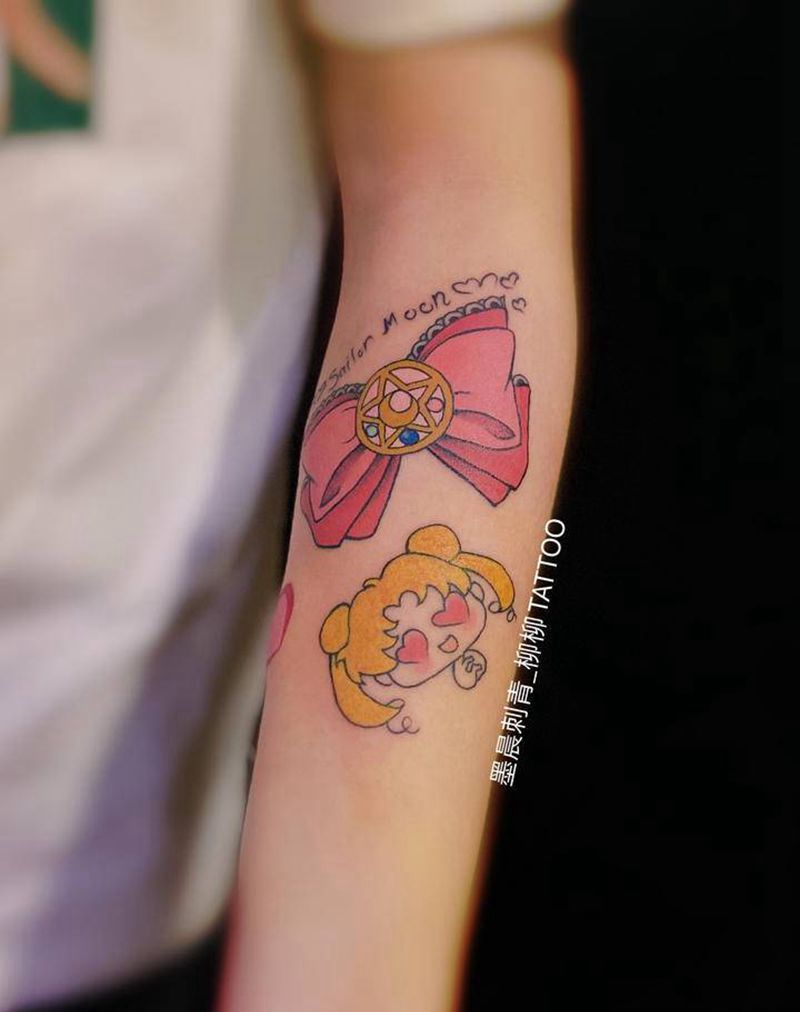 蝴蝶结纹身图片_手臂纹身图案