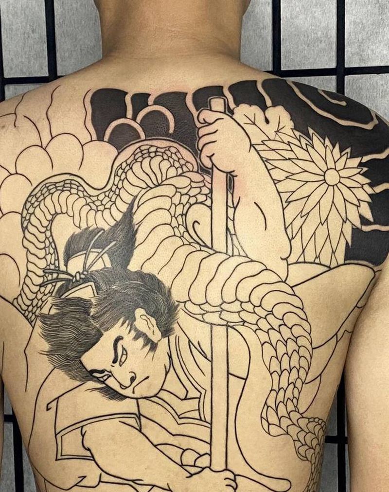 大大大大满背纹身图片_背部老传统纹身图案