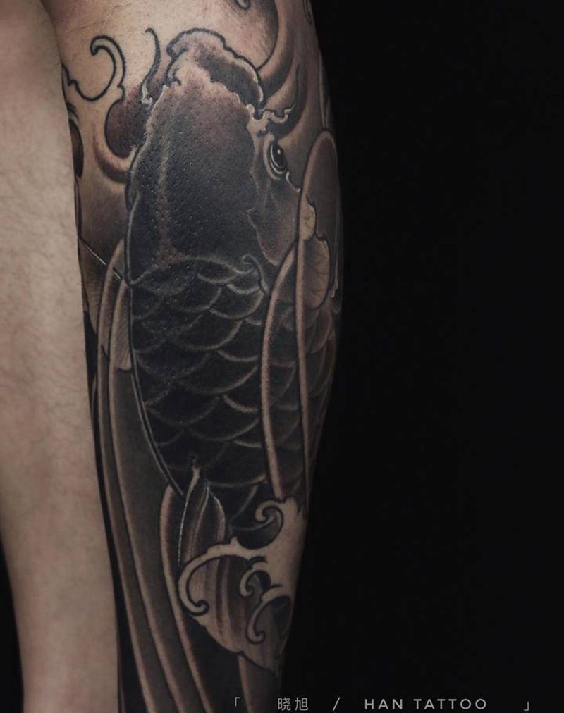 包小腿纹身图片_腿部新传统纹身图案