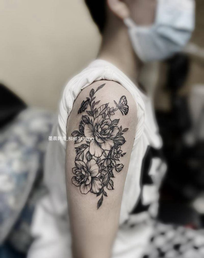 素花纹身图片_手臂纹身图案