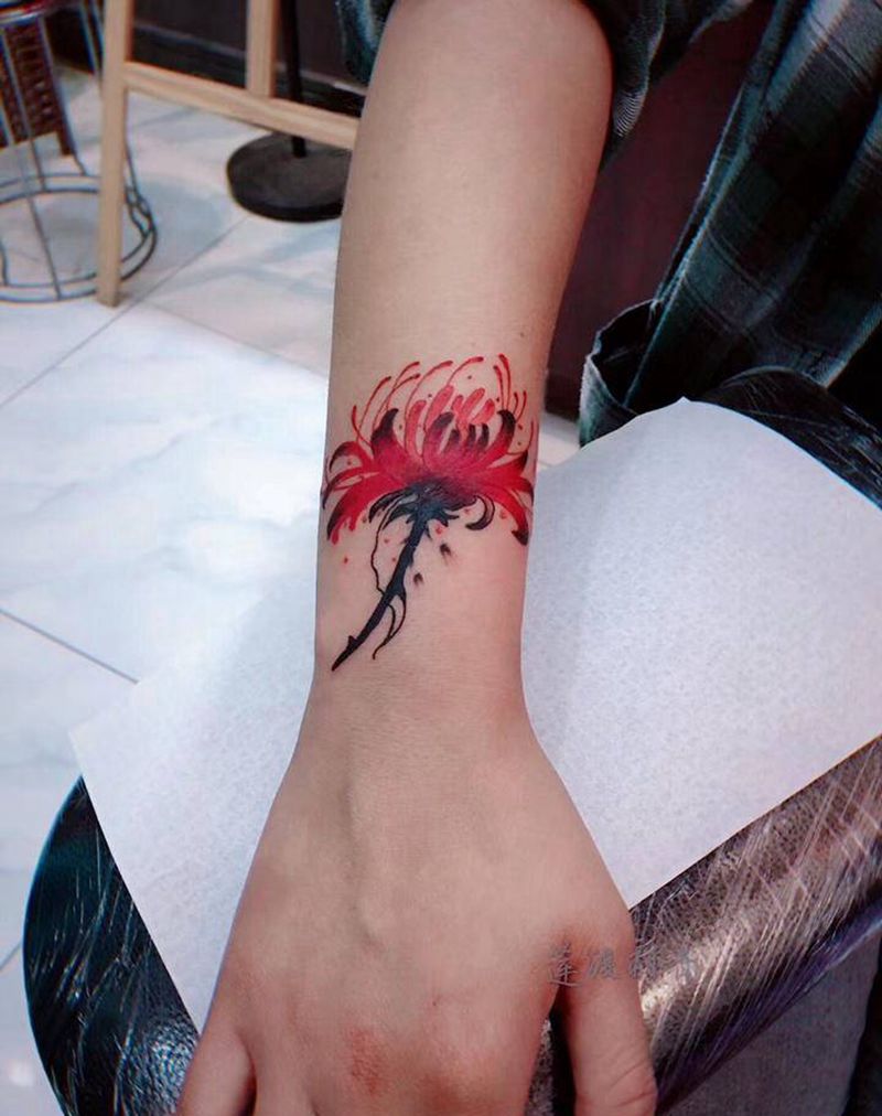 彼岸花纹身图片_手臂新传统纹身图案