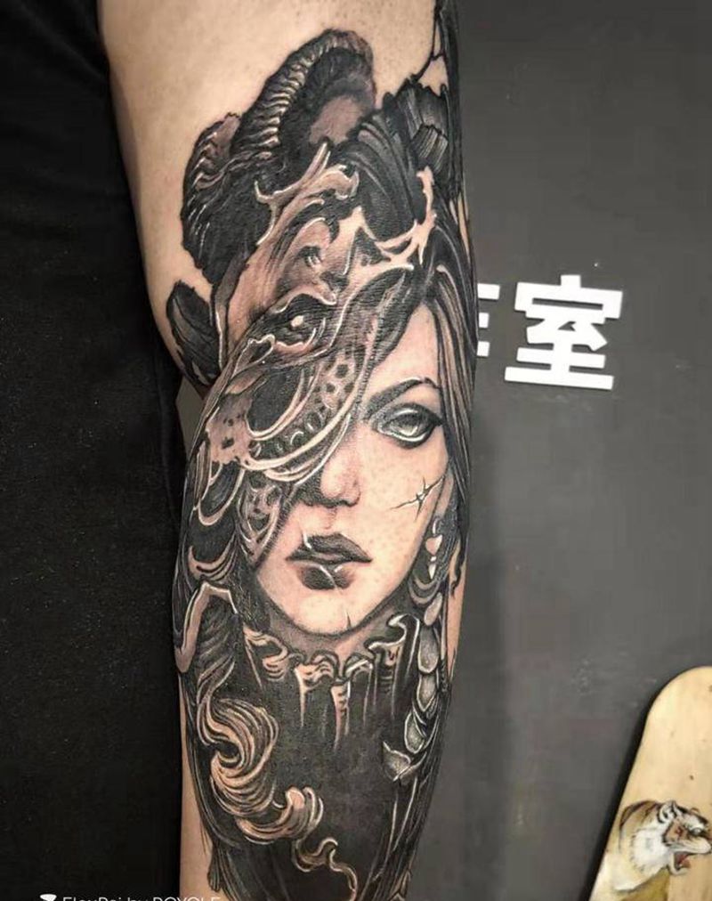 遮盖纹身图片_手臂欧美写实纹身图案