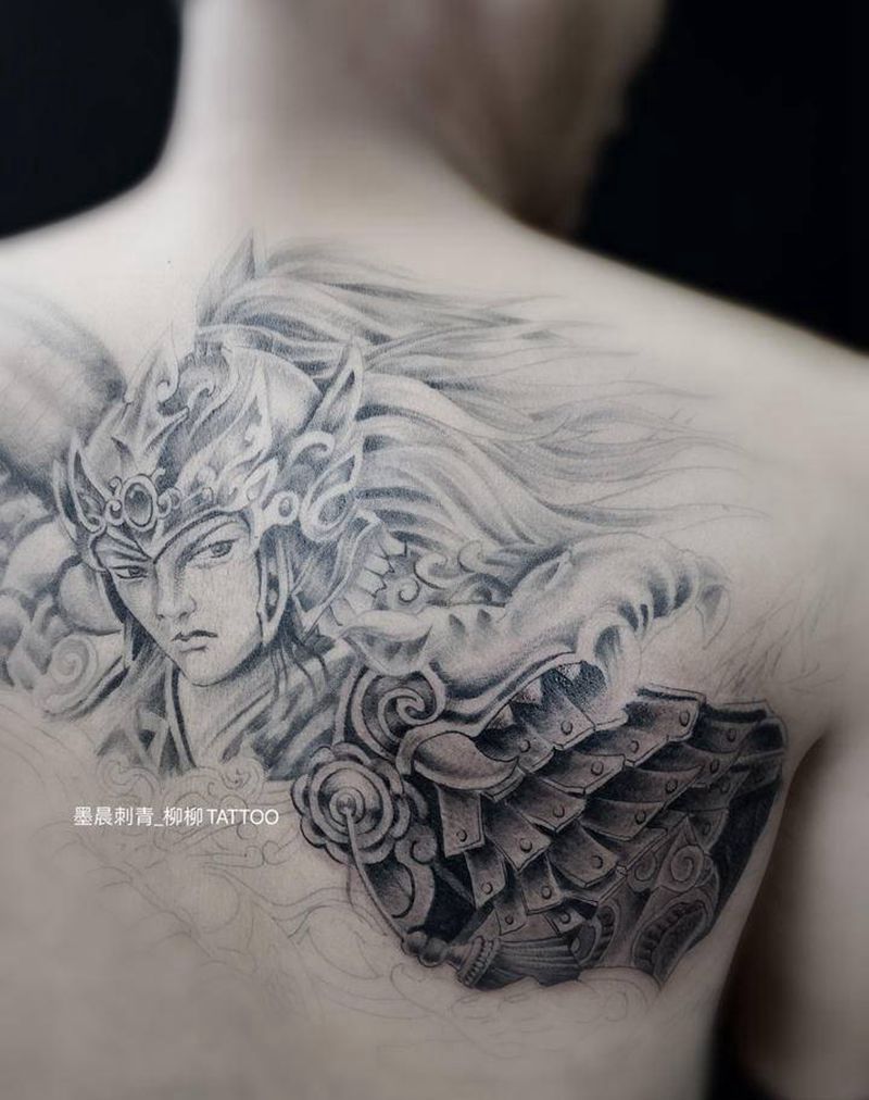 赵云 未完成纹身图片_背部纹身图案