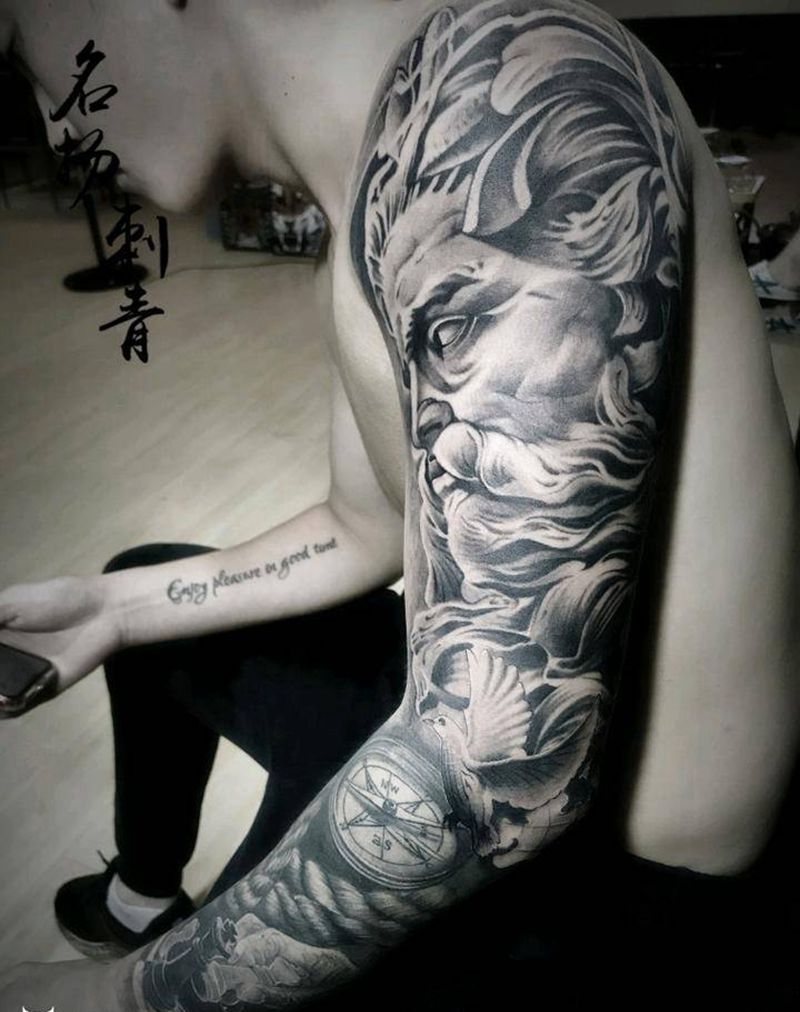 海神纹身图片_手臂欧美写实纹身图案