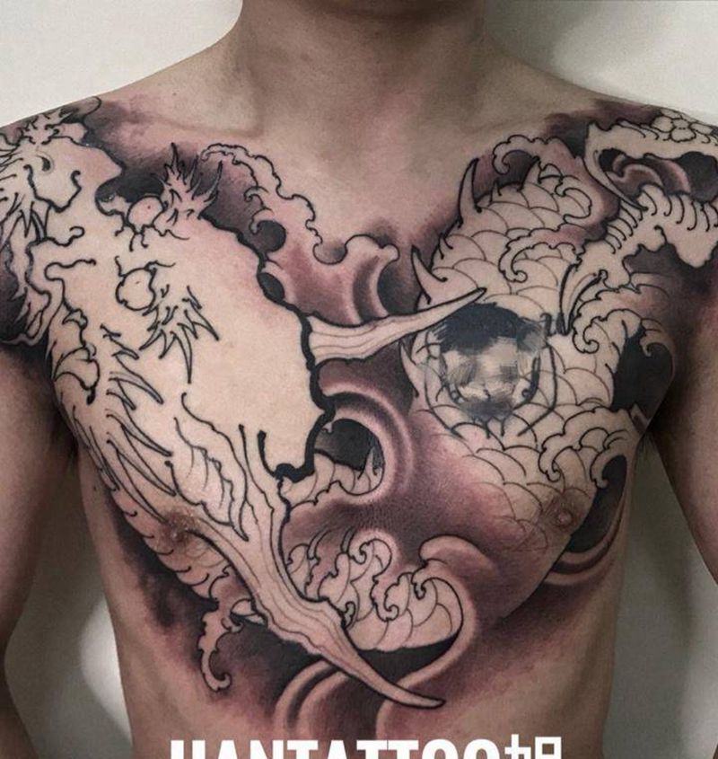 花胸龙纹身图片