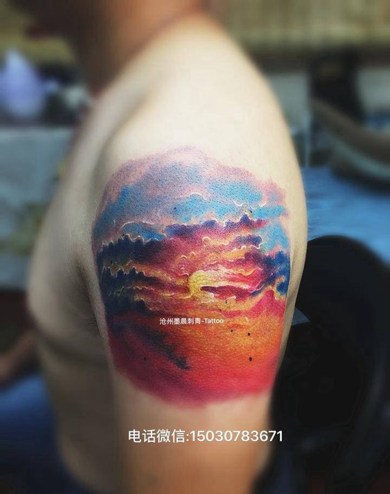晚霞纹身图片