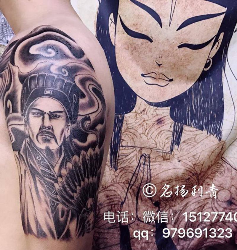 前胸遮盖 半甲纹身图片