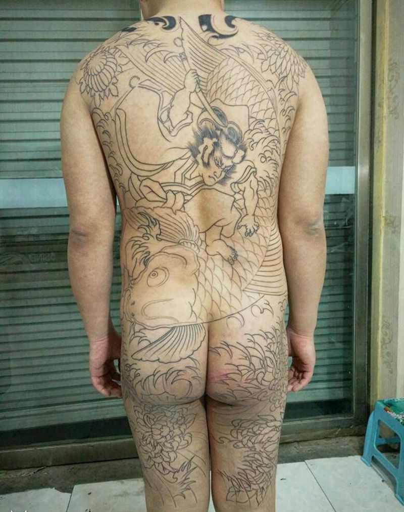 日式满背纹身图片