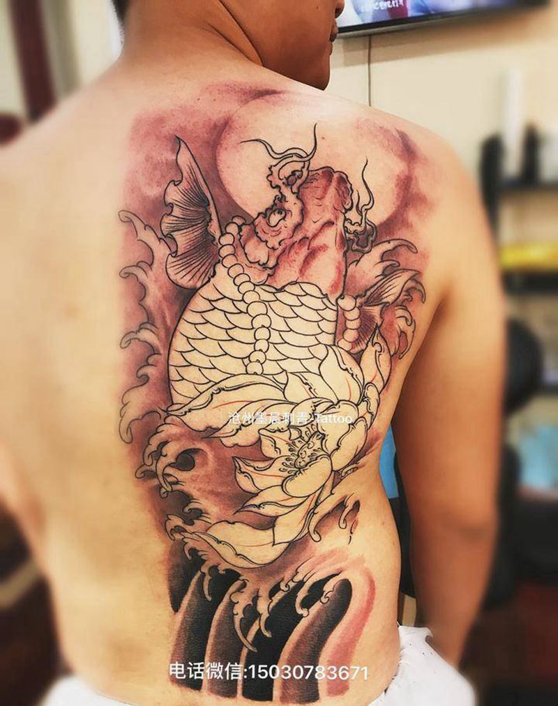 半背鱼 下次上色纹身图片