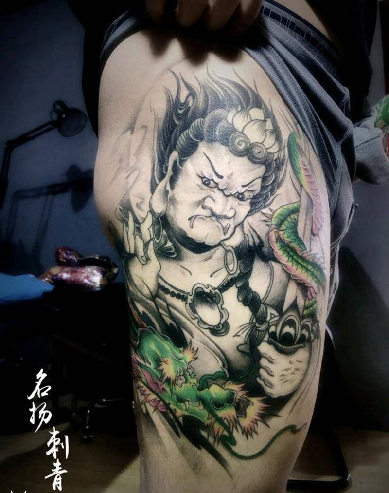 未完成纹身图片_腿部老传统纹身图案