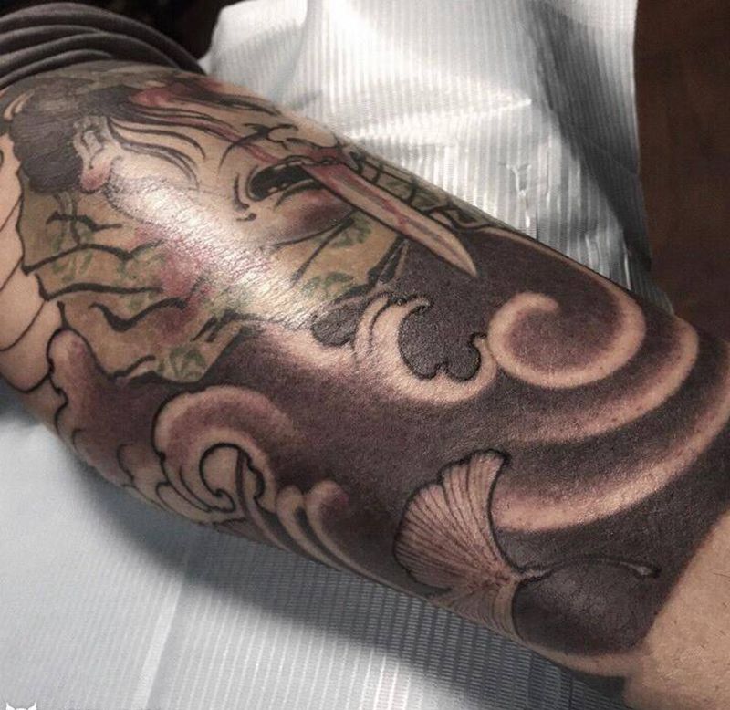 接旧图包小腿未完成纹身图片