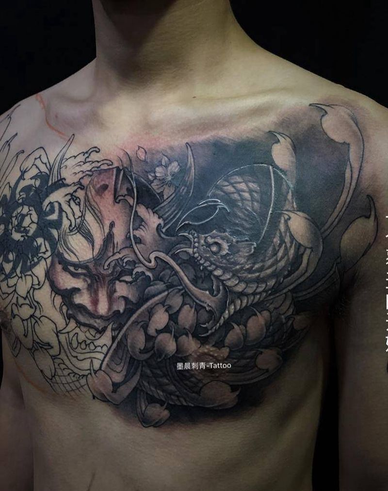 大花胸 覆盖纹身图片