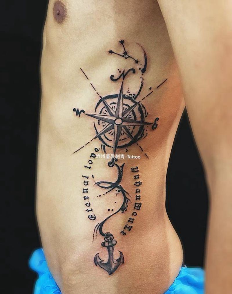指南针纹身图片