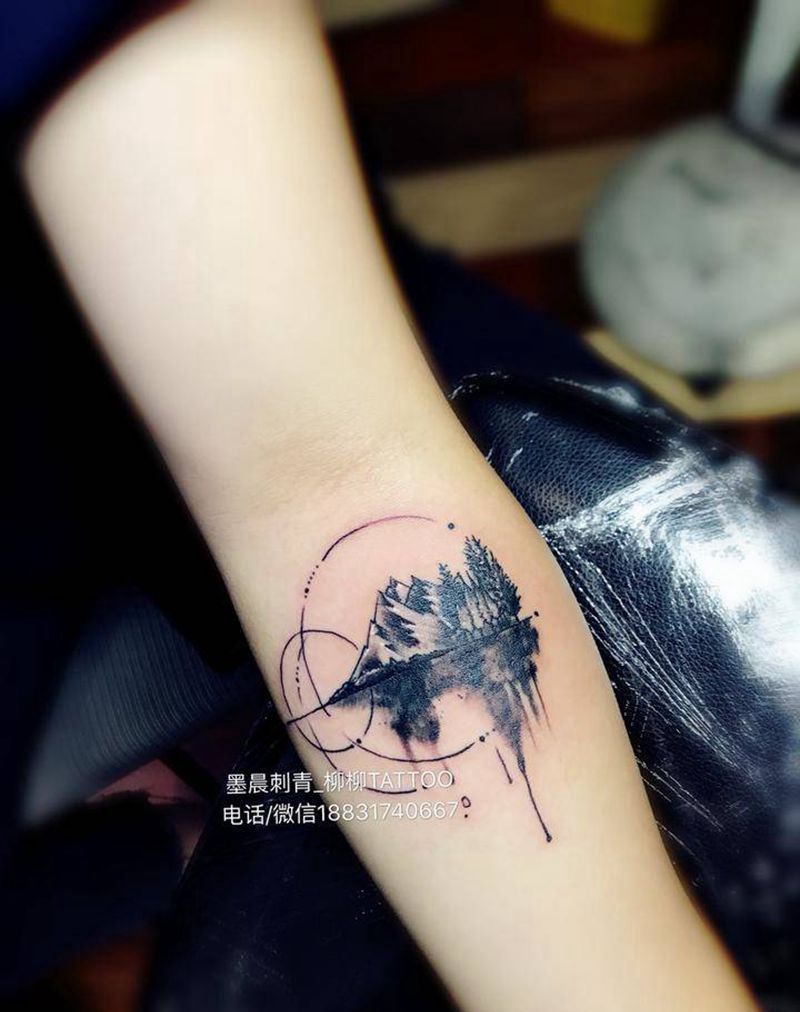 倒映的风景纹身图片