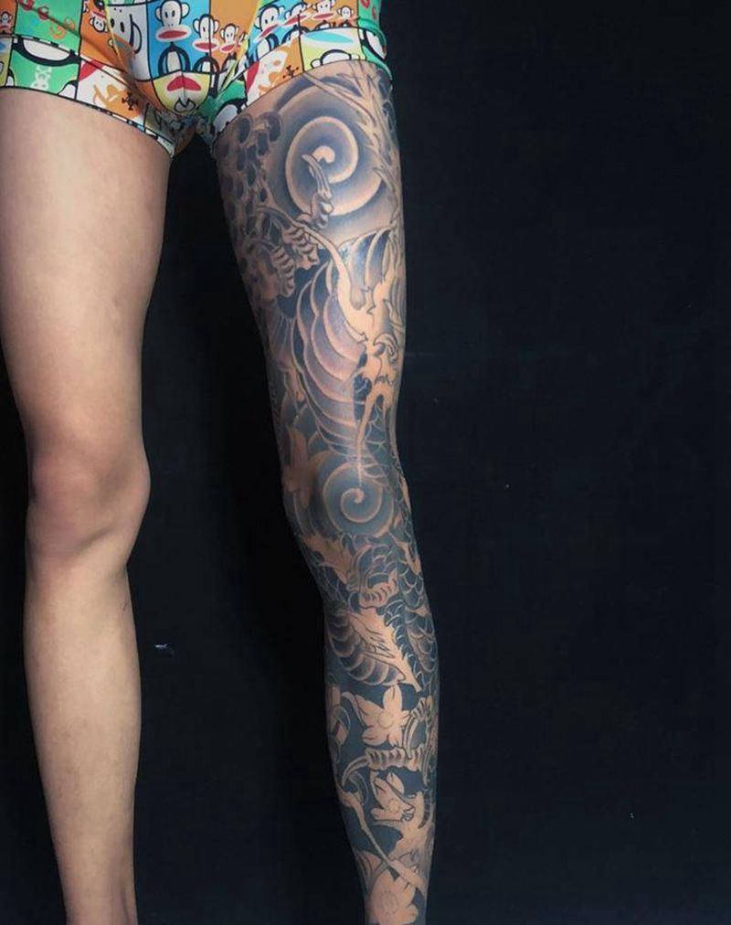 花腿纹身图片