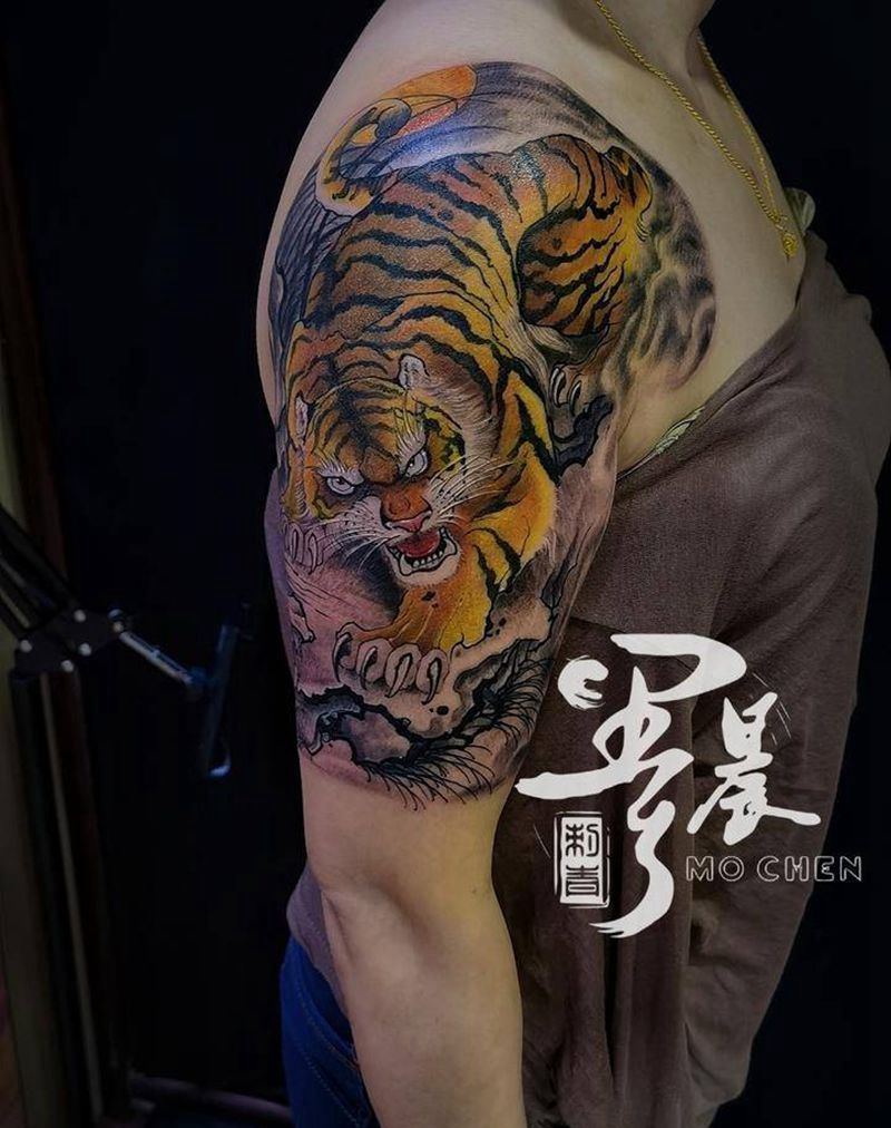 虎纹身图片_手臂纹身图案