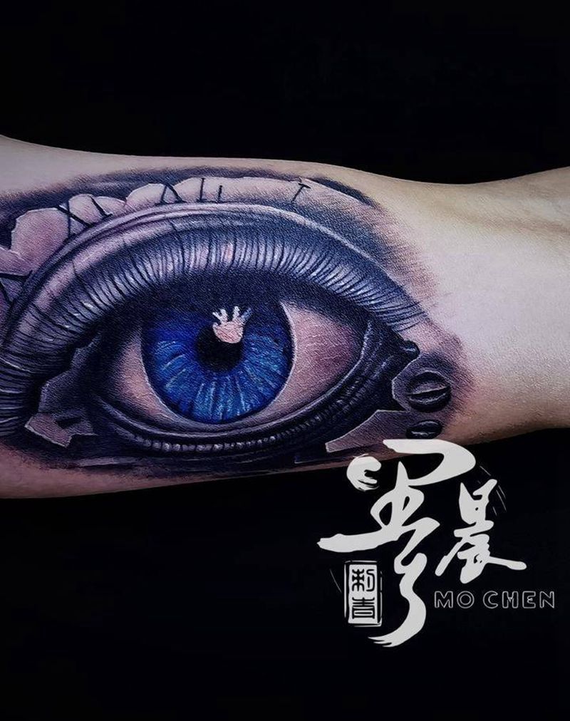 大眼睛纹身图片_手臂纹身图案