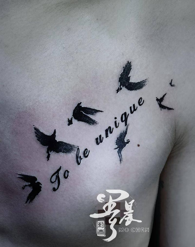 小清新纹身图片_胸部纹身图案