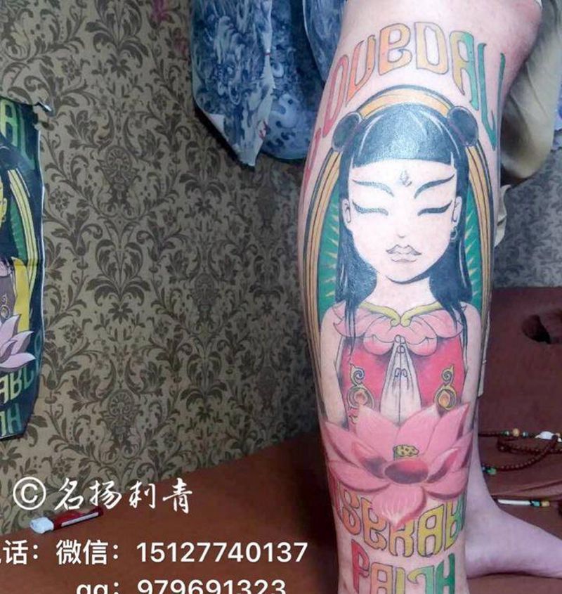 小腿哪吒纹身图片