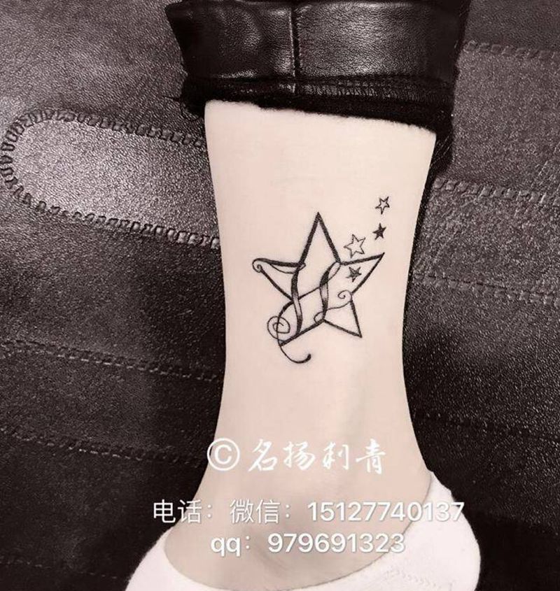 脚踝小清新纹身图片