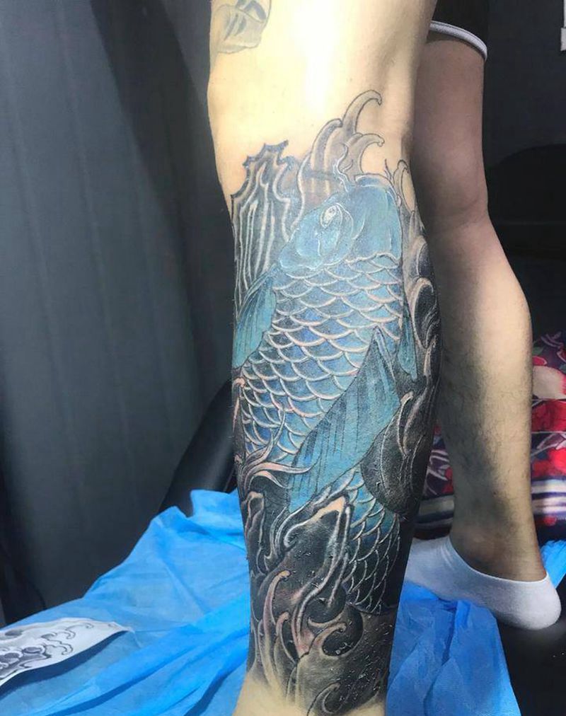 遮盖包小腿纹身图片