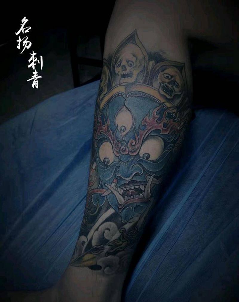 老图 修改纹身图片_腿部新传统老传统纹身图案