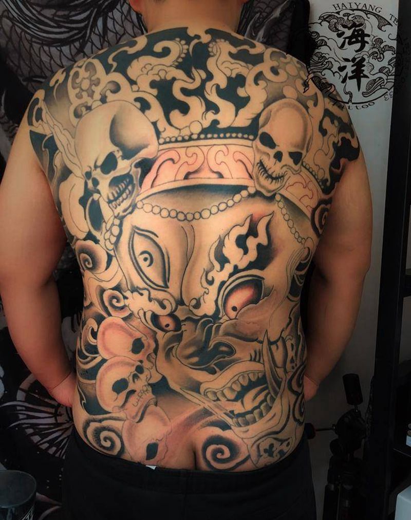 满背  大黑天纹身图片