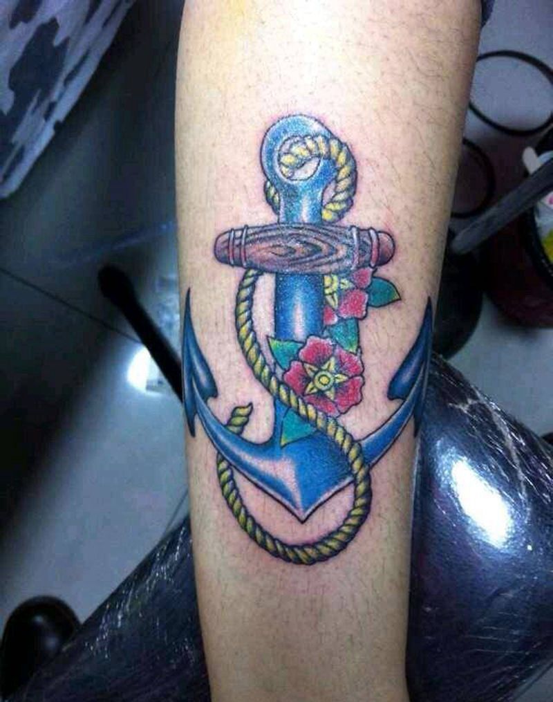 船锚纹身图片_颈部肩部腹部腰部臀部手臂腿部手部脚部欧美纹身图案