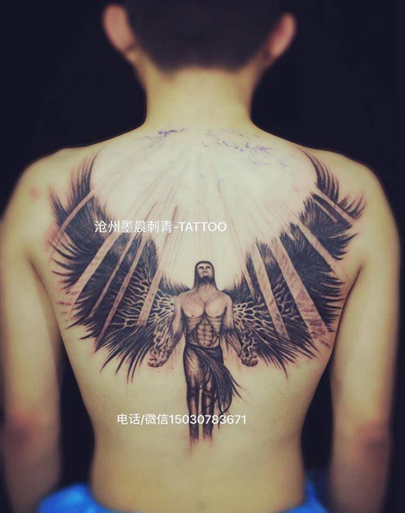 满背-未完成纹身图片