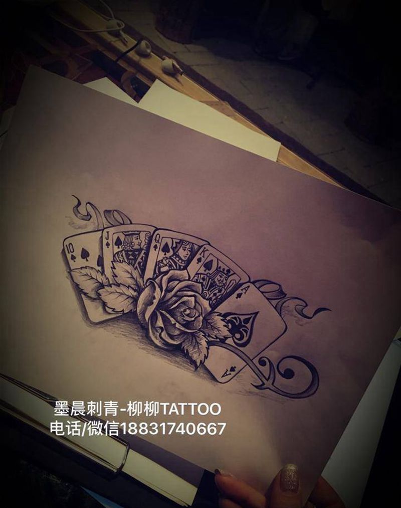 扑克手稿纹身图片