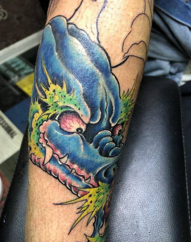 接花臂龙纹身图片