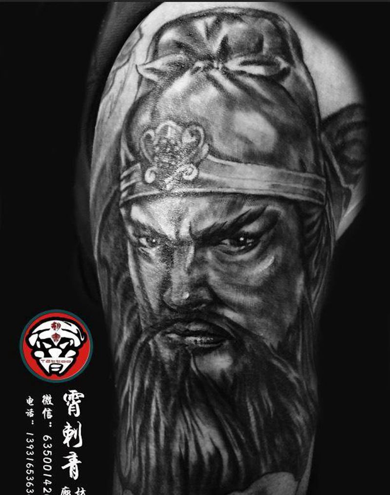 关羽纹身图片_欧美手臂纹身图案