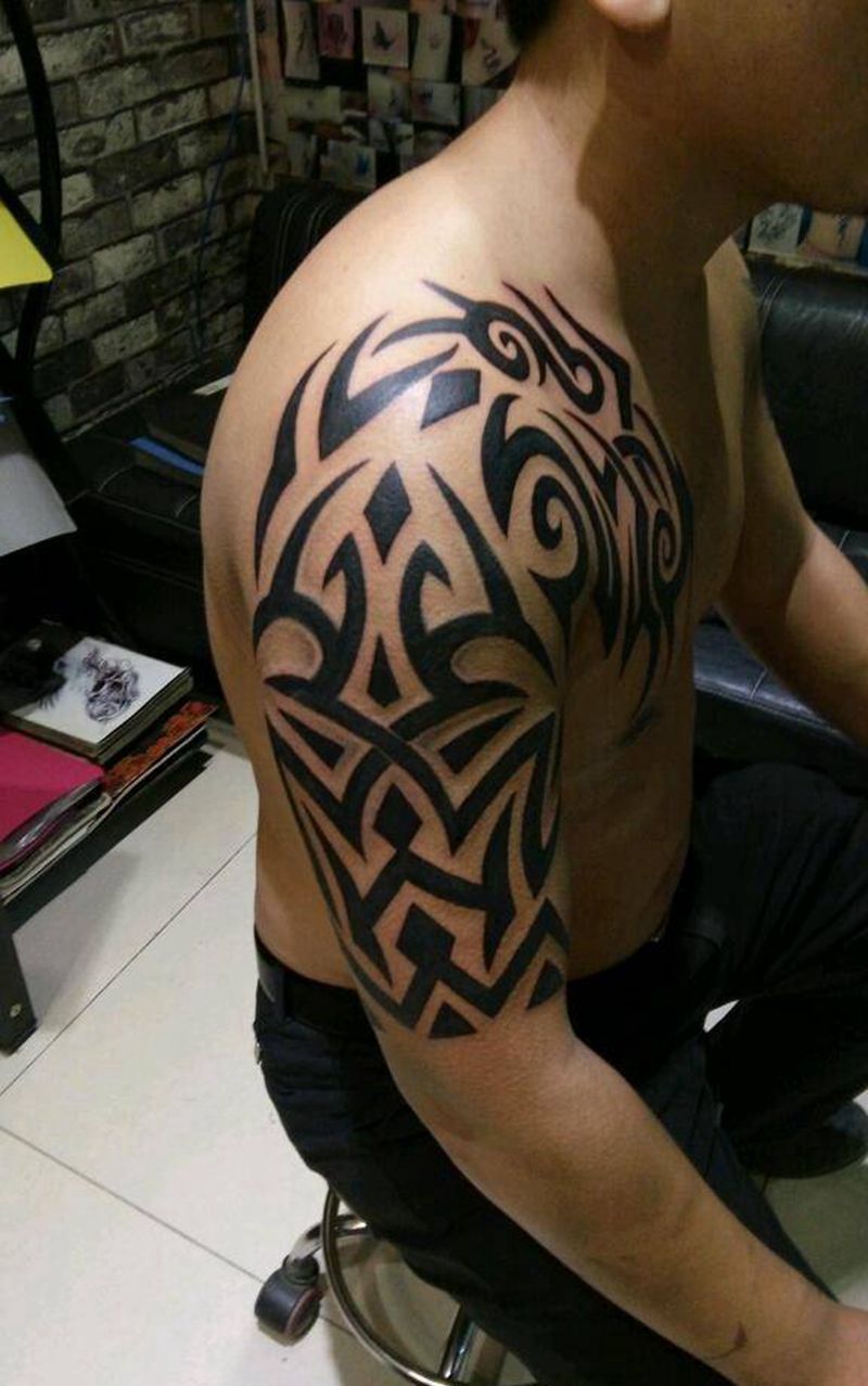 廊坊纹身纹身图片_肩部传统肖像成品纹身图案