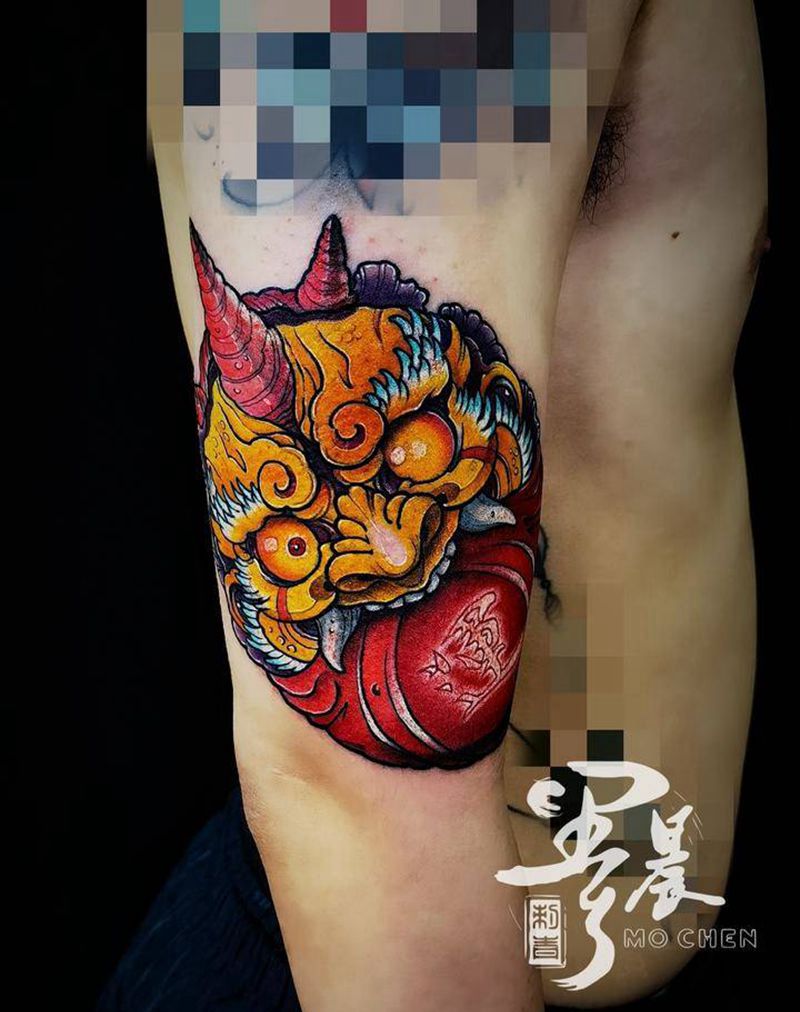 达摩蛋纹身图片_手臂纹身图案