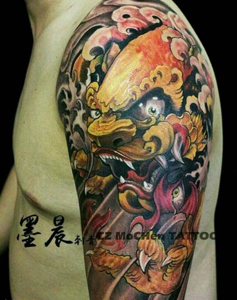 唐狮子纹身图片