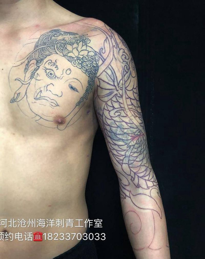 七分袖纹身图片