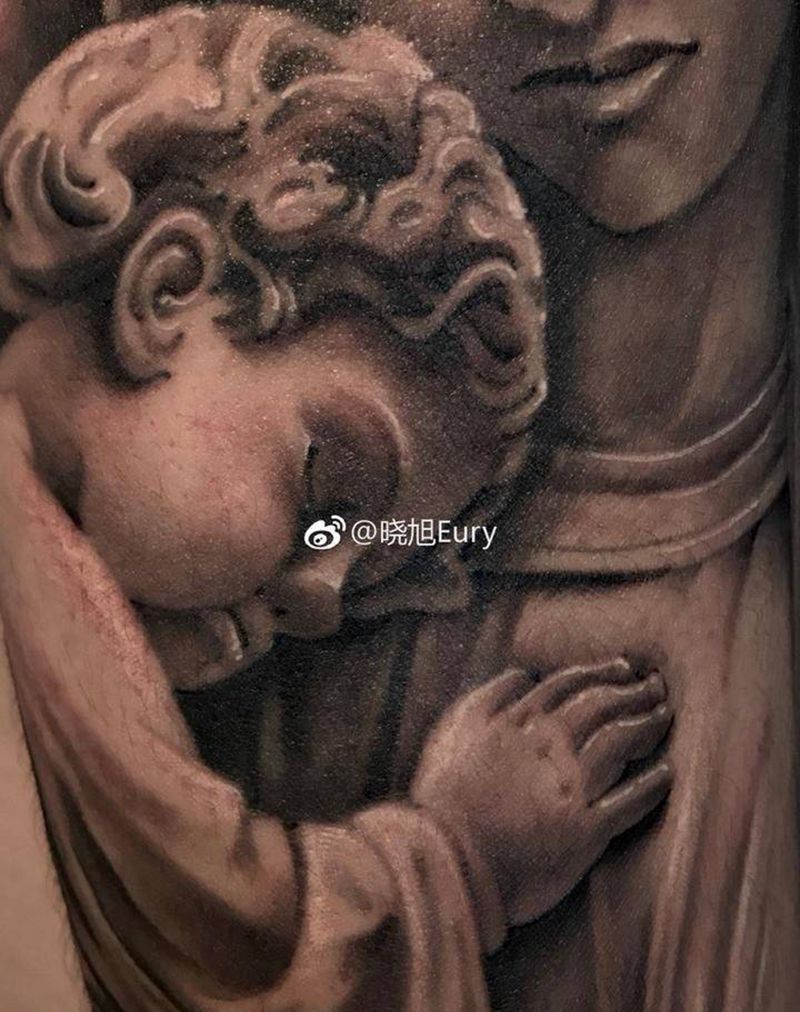 圣母耶稣纹身图片