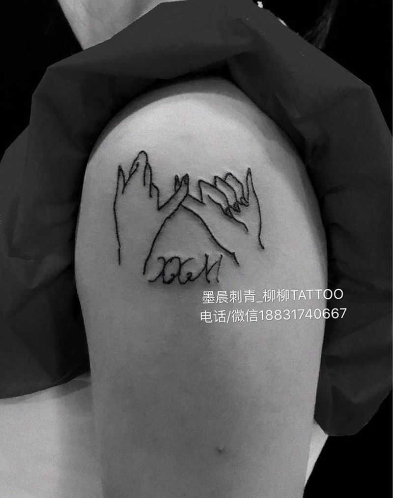 拉拉手纹身图片